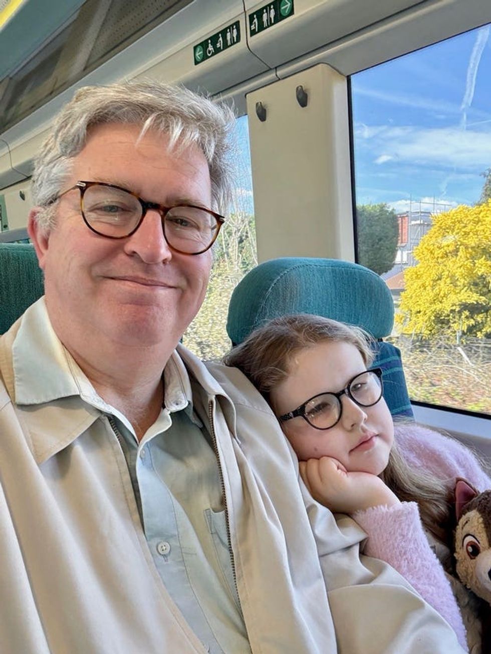 Catherine L\u2019Estrange with her father