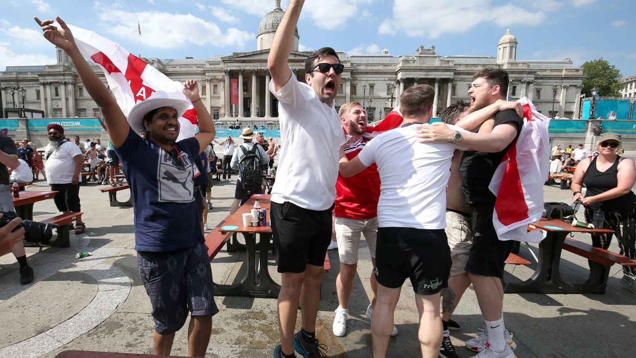 <p>Celebrations at the Fan Zone in Trafalgar Square</p>