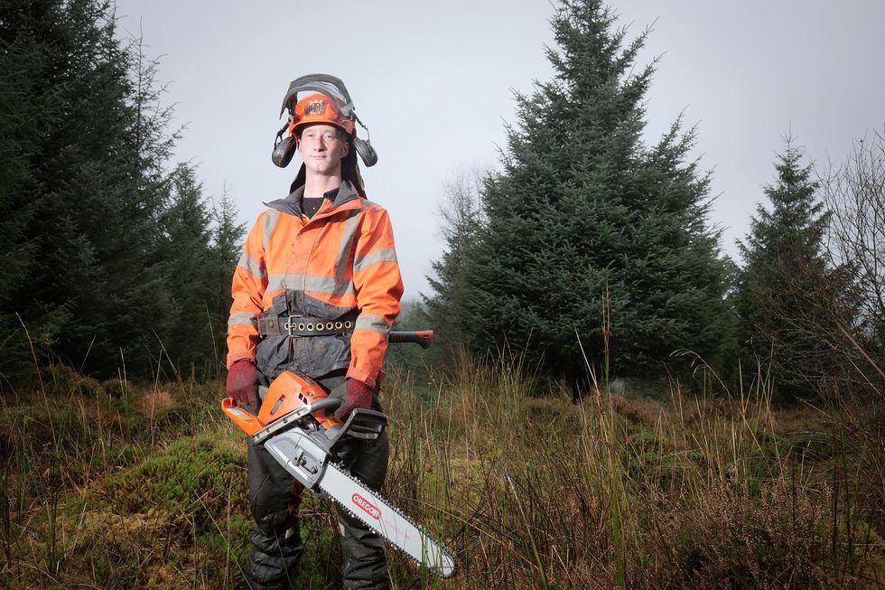 Chainsaw opertor Guy Van Der Borch at Kielder Forest (Mark Pinder/FC England)