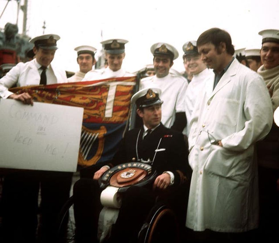 Charles as he relinquished command of the minehunter HMS Bronington at the end of his service in the Royal Navy