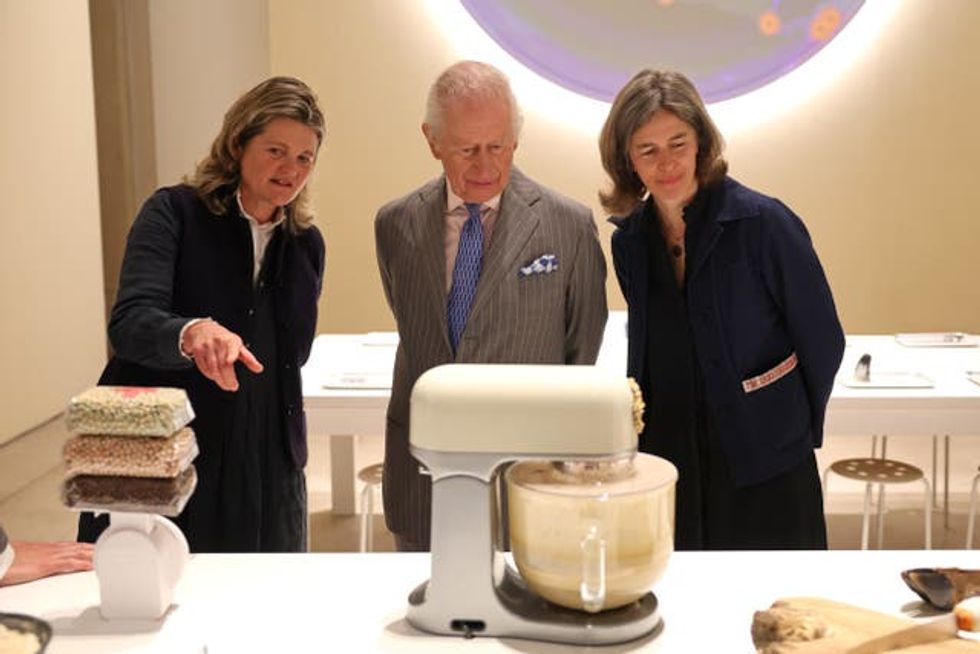 Charles with Bridget Elworthy and Henrietta Courtauld (Chris Jackson/PA)