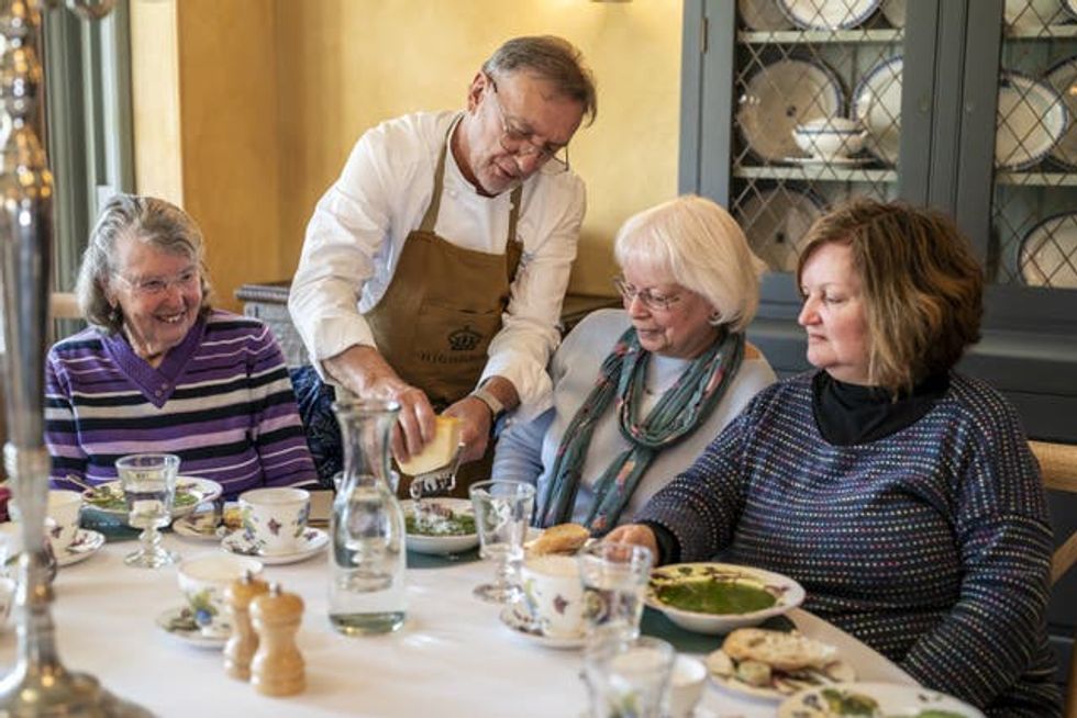Chef Raymond Blanc attends a Winter Warmers session which he has curated a special menu for in the Orchard Room at Highgrove Gardens on the King\u2019s estate in Tetbury, Gloucestershire