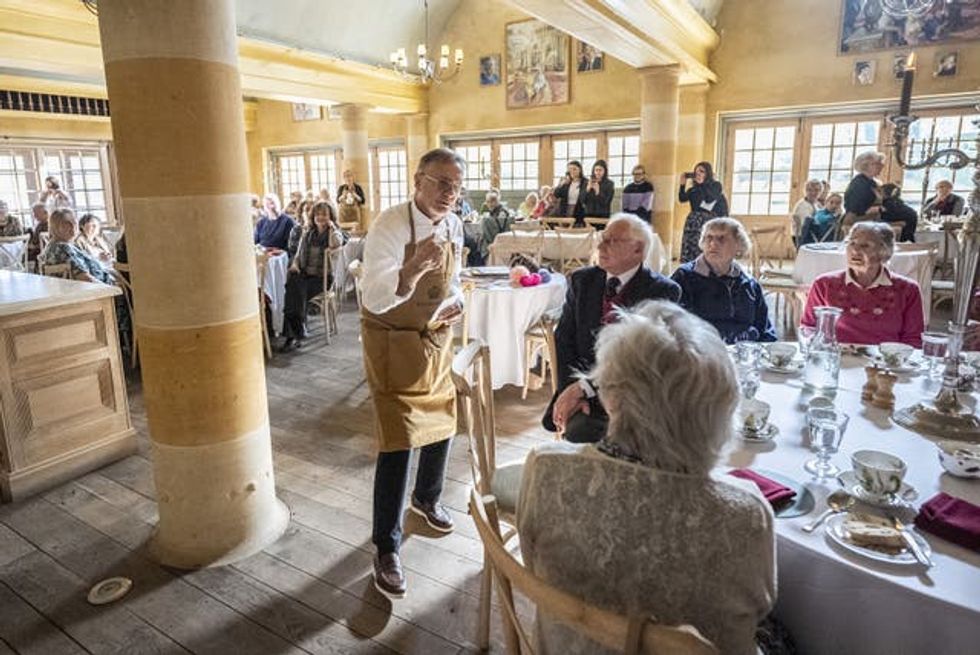 Chef Raymond Blanc attends a Winter Warmers session which he has curated a special menu for in the Orchard Room at Highgrove Gardens on the King\u2019s estate in Tetbury, Gloucestershire