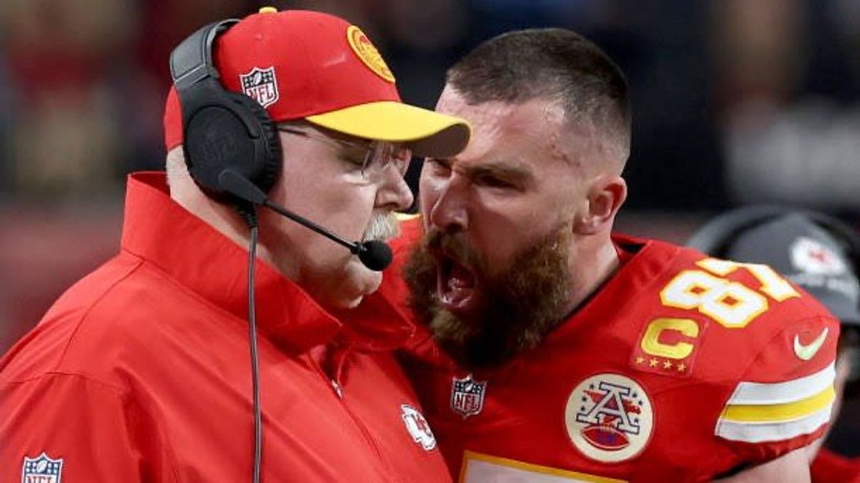 What did Travis Kelce shout at coach Andy Reid?