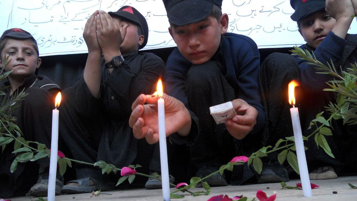 Children in Kohat, Pakistan, at a memorial service for the Peshawar victims on December 15th, 2015