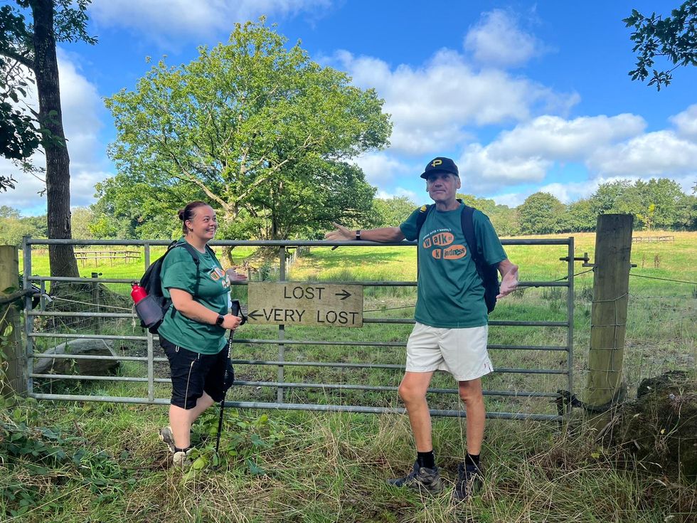 Chloe Ward and Mick Jagger on the Walk of Kindness in Wales