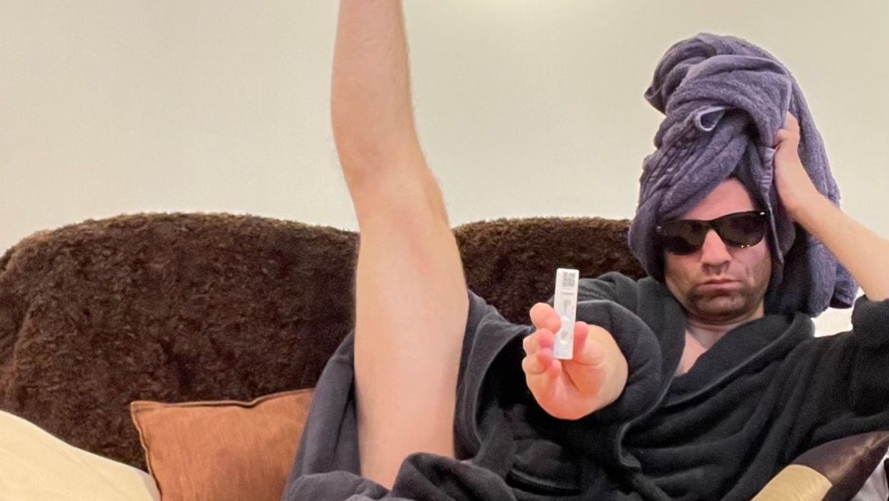 Choreographer Philip Joel poses with his Covid test