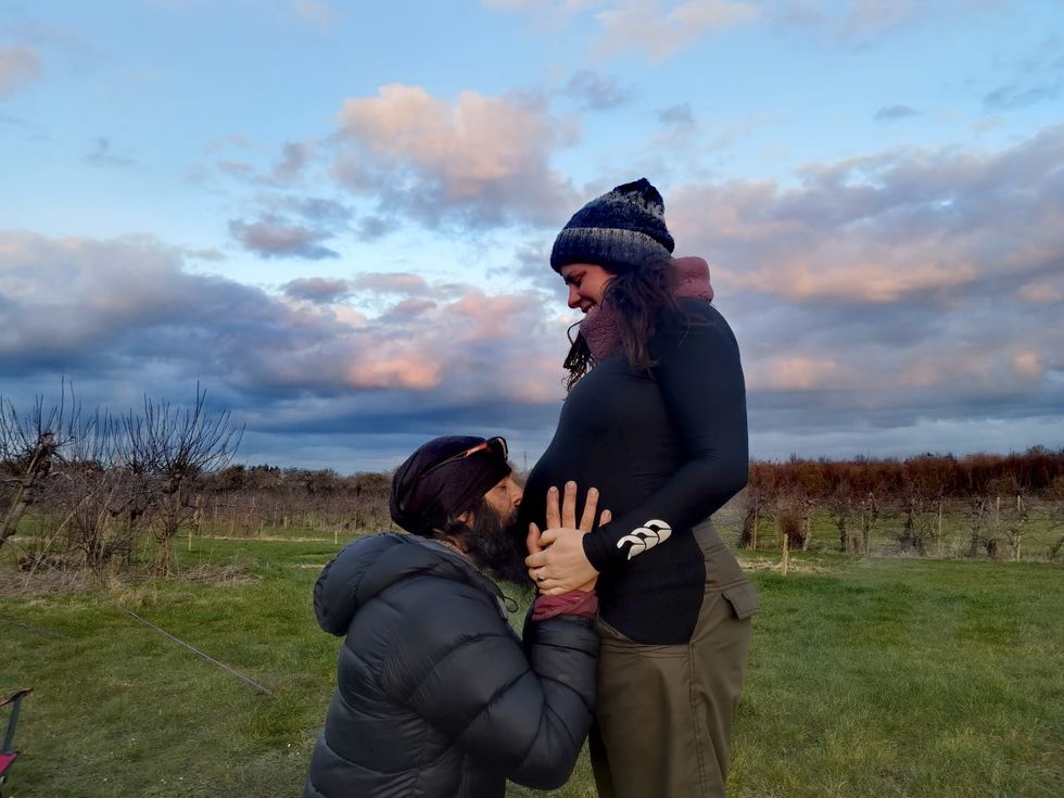 Ex-paratrooper welcomes baby boy with woman he met walking UK coast for charity