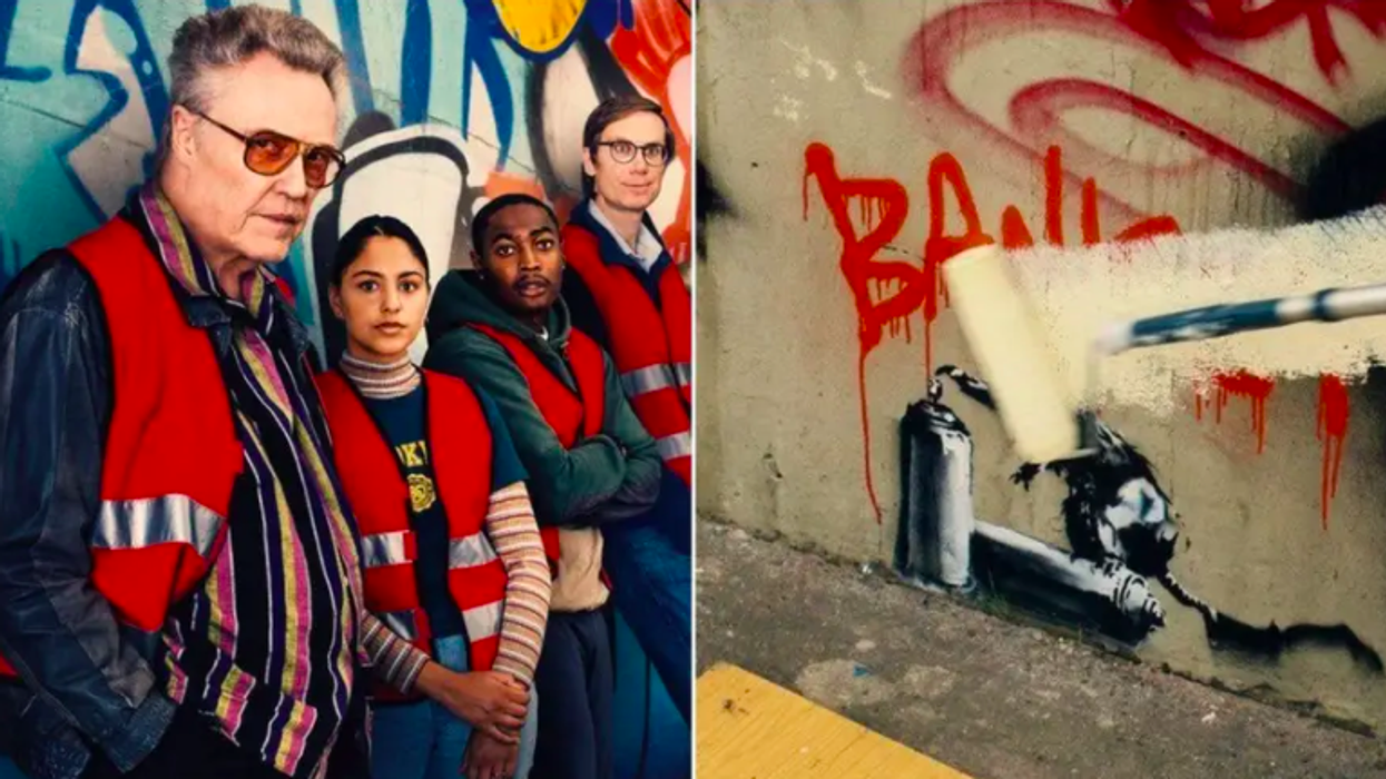 <p>Christopher Walken paints over original Banksy mural. </p>