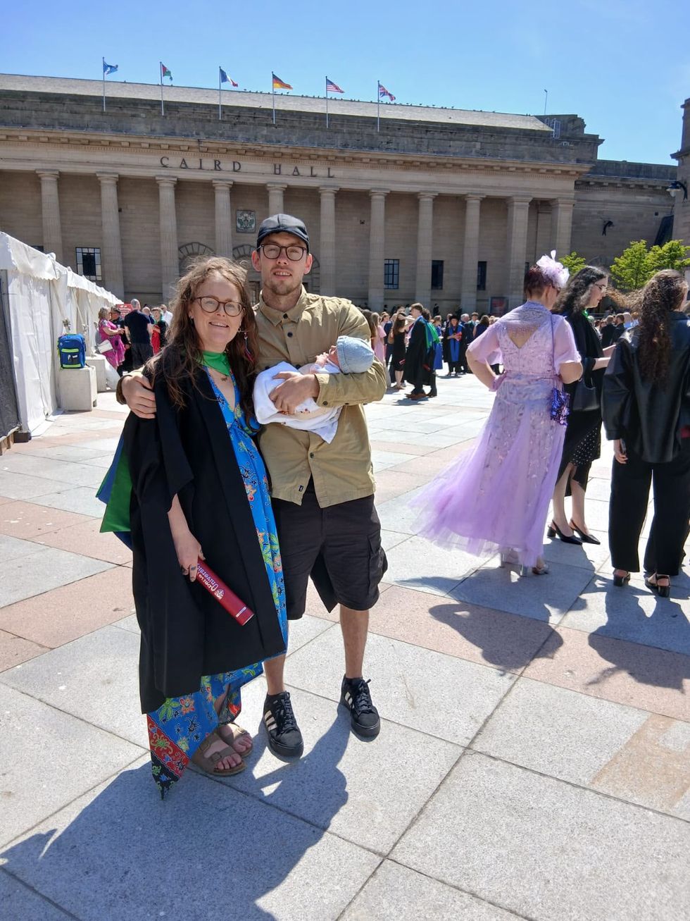 Clare Hart with Darren Gordon and baby Sol at the ceremony
