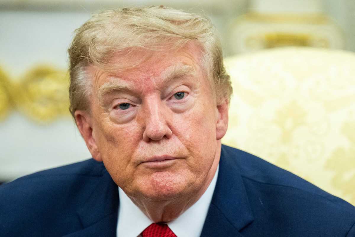Close up of Donald Trump in the Oval Office.