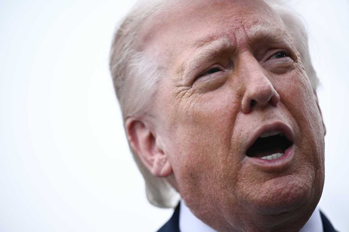 Close-up of Donald Trump speaking.