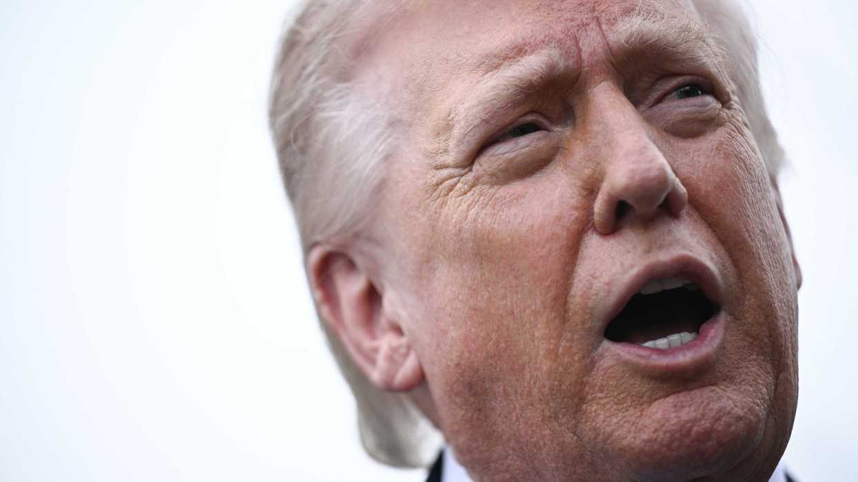 Close-up of Donald Trump speaking.