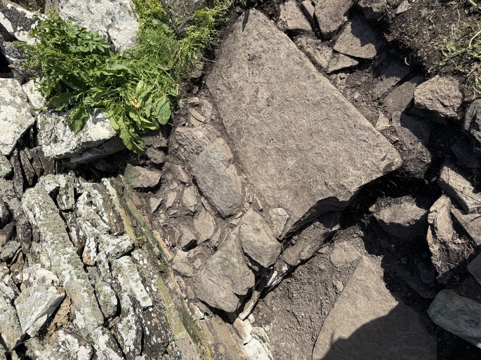 Close-up view of some stone slabs