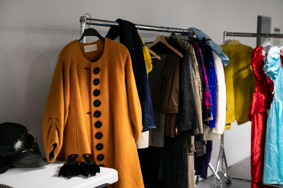 Clothes hanging on a rail