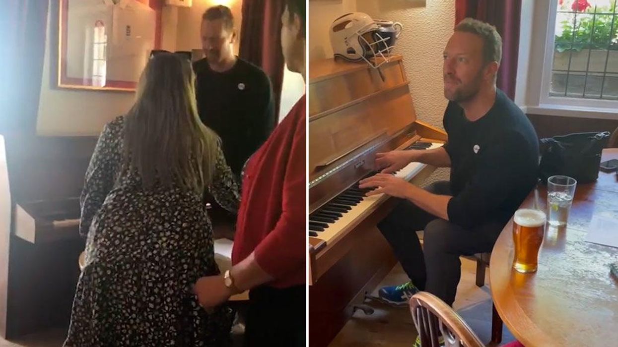 Chris Martin makes appearance in pub and belts out Coldplay songs on piano