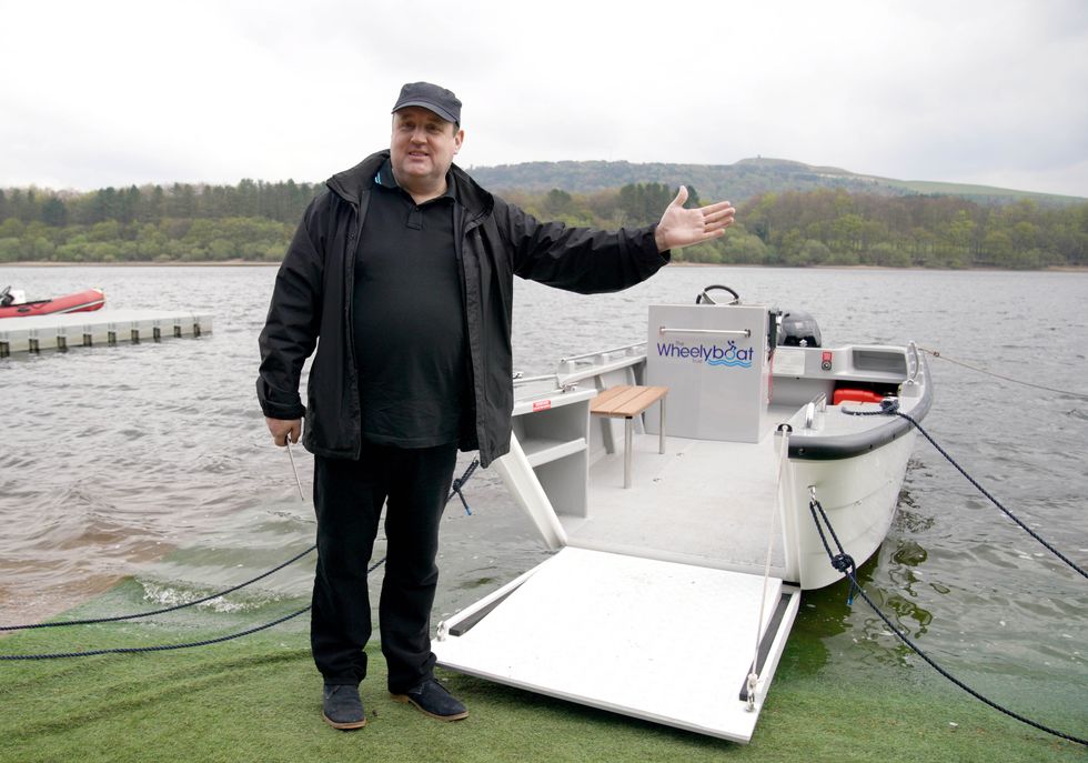 Peter Kay launches wheelchair-accessible boat on Lancashire reservoir