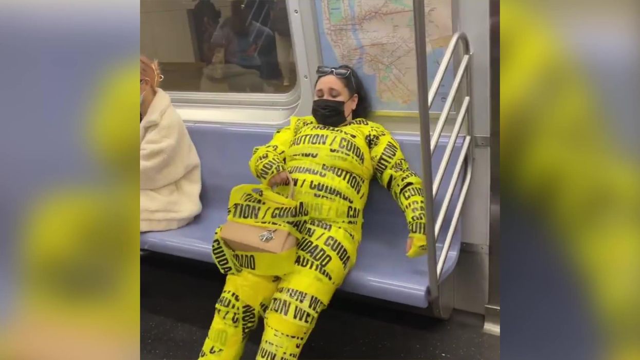 Someone actually wore Kim Kardashian's tape suit on the NYC subway