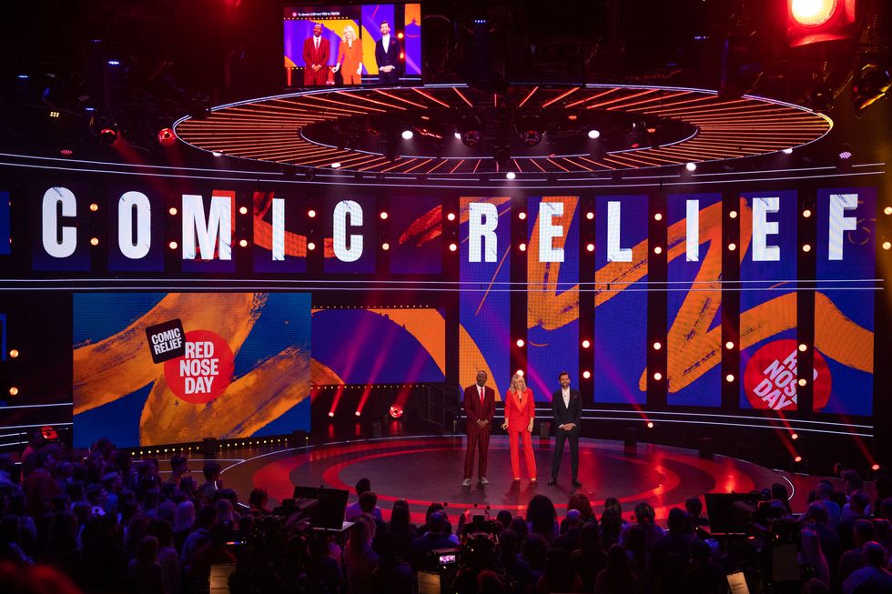 Celebrities don artistic aprons for Comic Relief