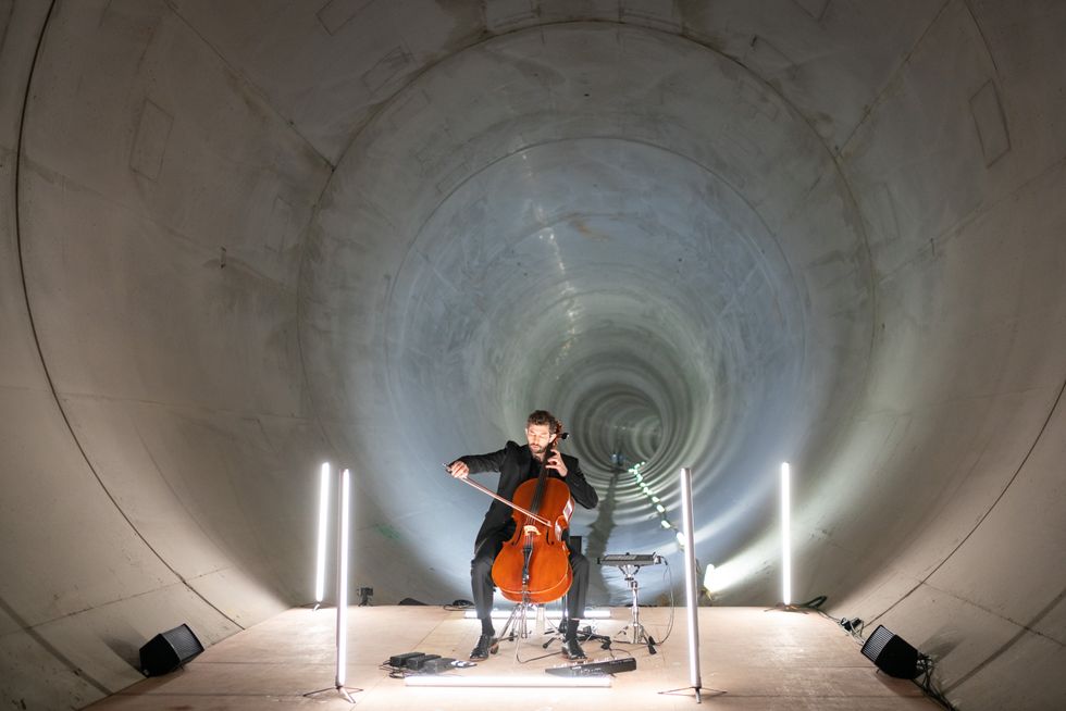 Musician performs inside London’s ‘Super Sewer’ to mark end of tunnelling