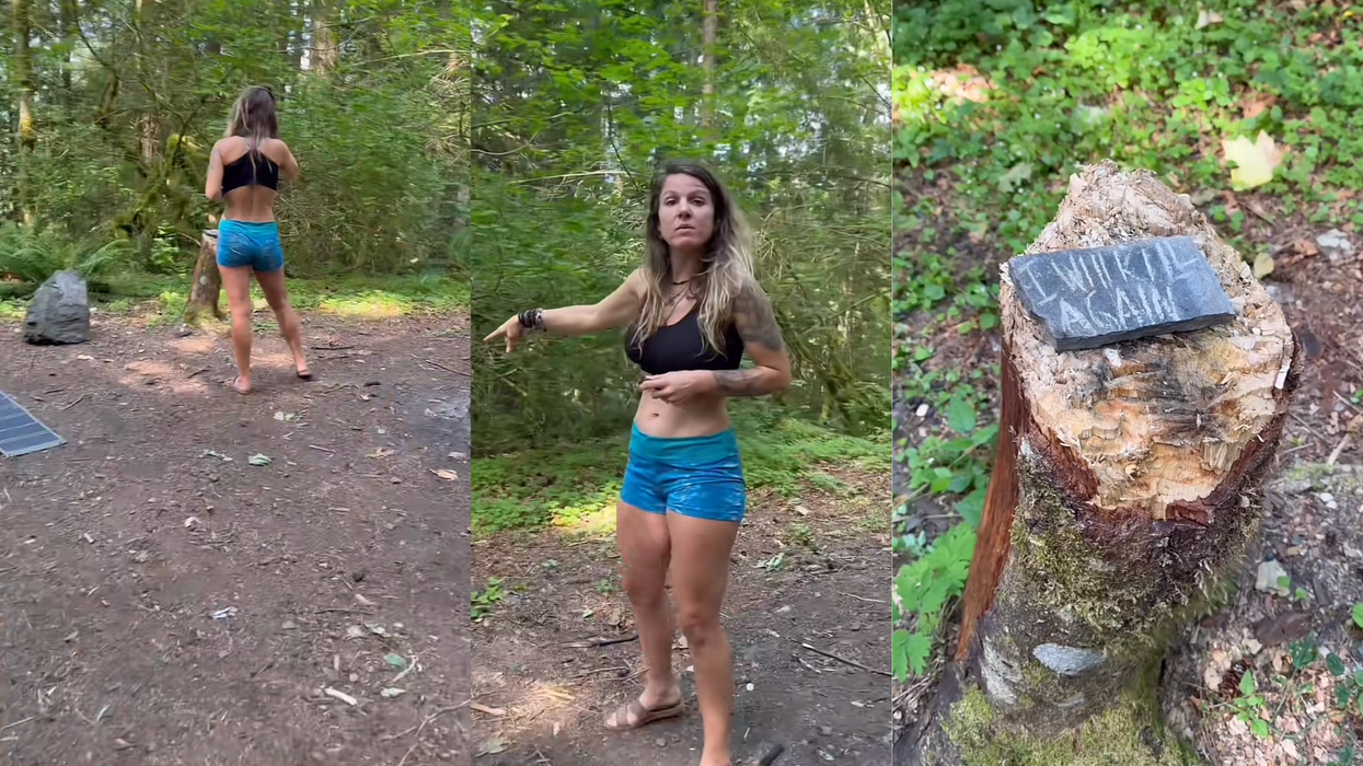 Couple horrified after finding disturbing message carved into rock at campsite