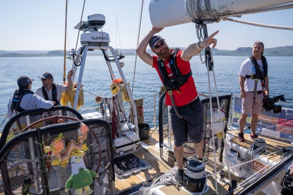 Crew members on board a yacht