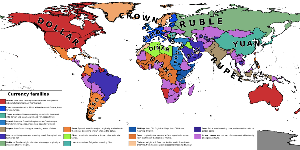 The World Map Of Currencies Indy100 Indy100 the-world-map-of-currencies-indy100-indy100