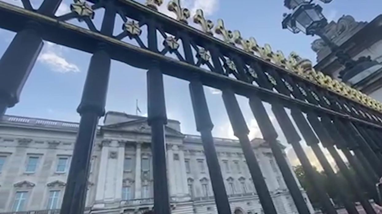 Crowd outside Buckingham Palace fall eerily silent following news of Queen's passing