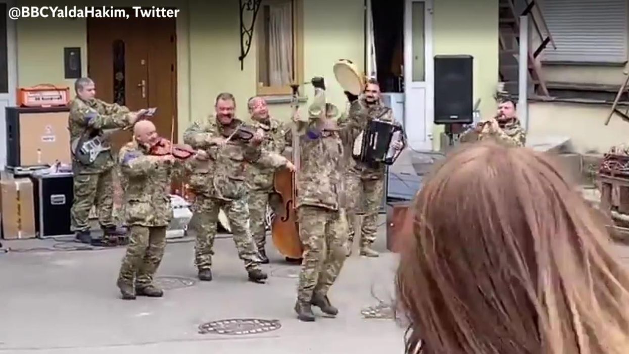 Ukrainian cartoon mocks Russia with a singing tractor pulling a tank