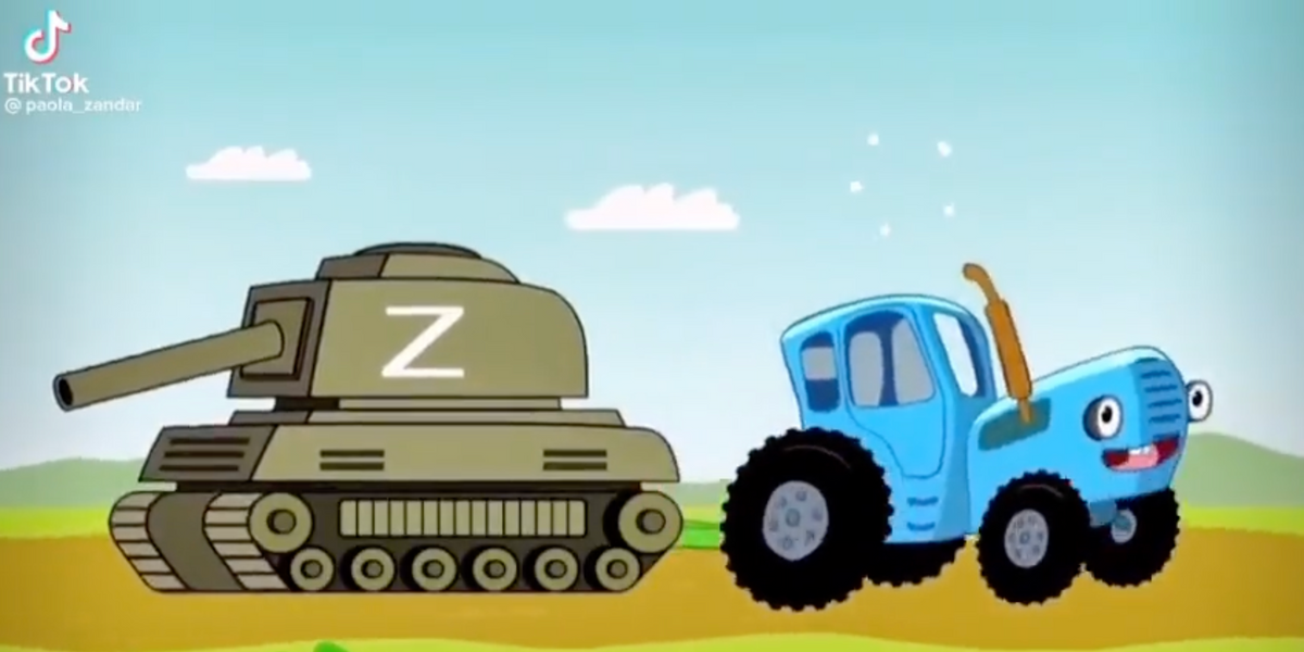 Ukrainian cartoon mocks Russia with a singing tractor pulling a tank |  indy100