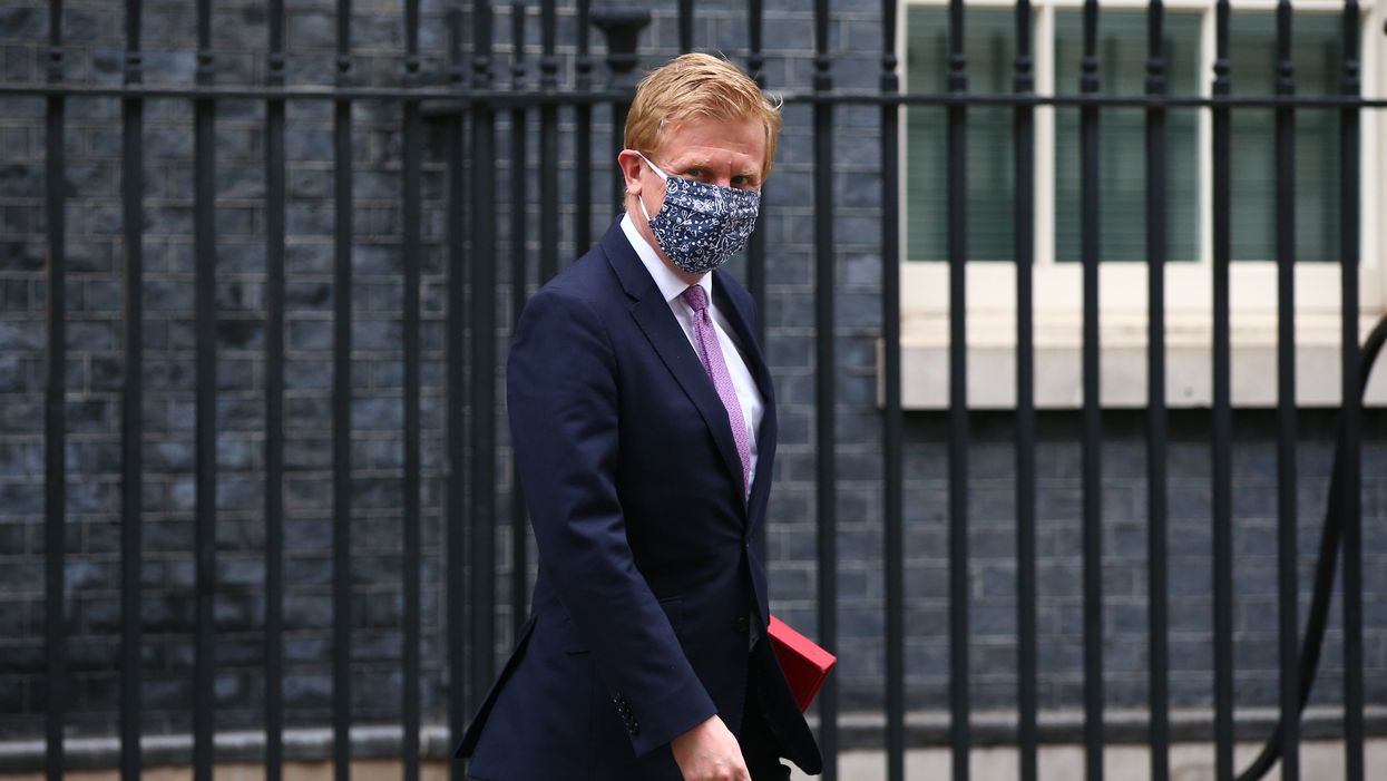 <p>Culture secretary Oliver Dowden exits 10 Downing Street on 17 March, 2021 in London, England. Mr Downden is facing scrutiny after appearing to wrongly claim a Cornwall theatre visited by Jill Biden on Saturday received Covid funding.</p>