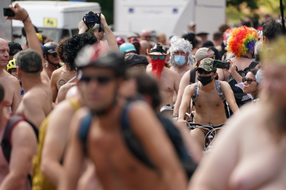 Cyclists near Hyde Park, central London (Steve Parsons/PA)