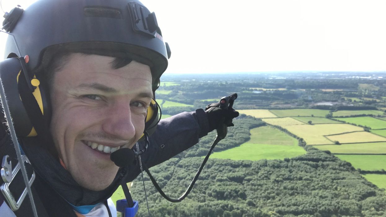 Daniel Jones of Norwich, flew his paramotor – a motorised paraglider – from John O’Groats to Land’s End for Alzheimer’s Research UK (Daniel Jones/PA)