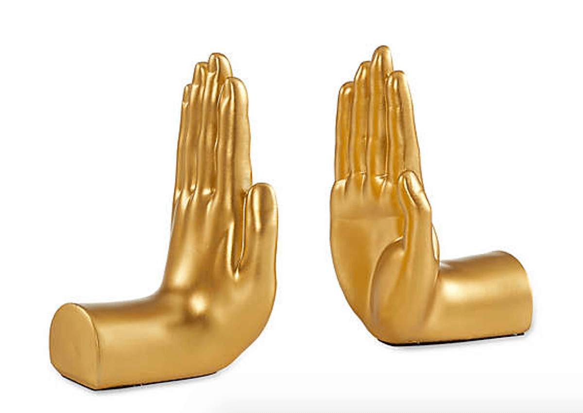 Strong Bookends Danya B. Strong Hands Bookend Set in Gold | indy100