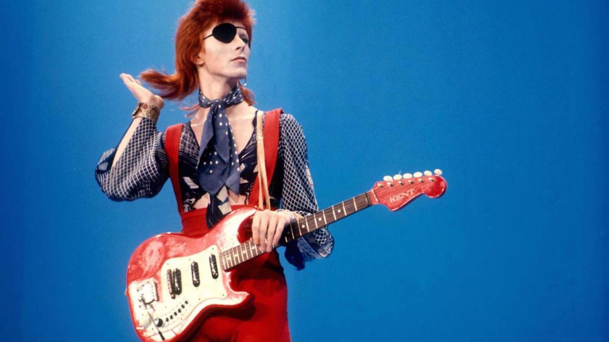 David Bowie at Hilversum TV studios for 'TOP POP'