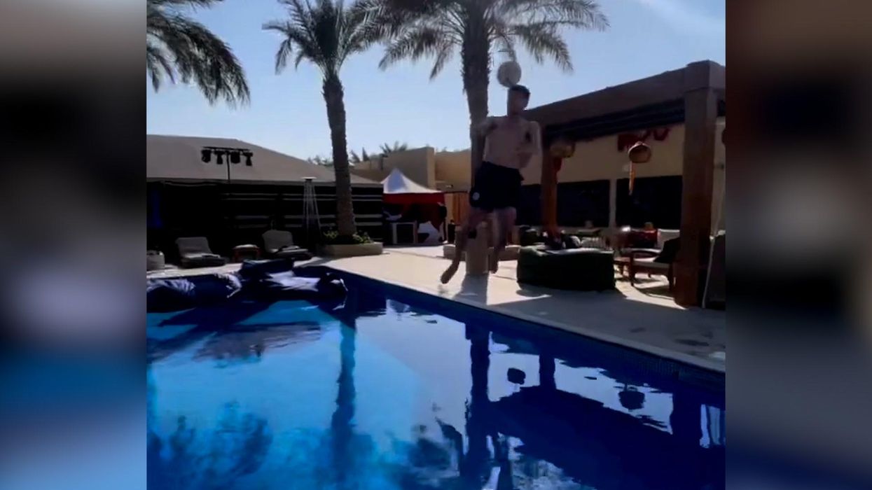 Jack Grealish and Declan Rice impress with keepie-uppies over hotel pool