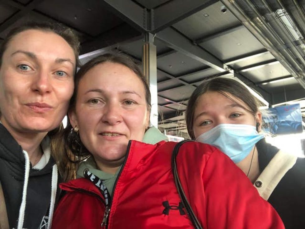 Demelza Sully (left) with some of the Ukrainian refugees she has helped rescue