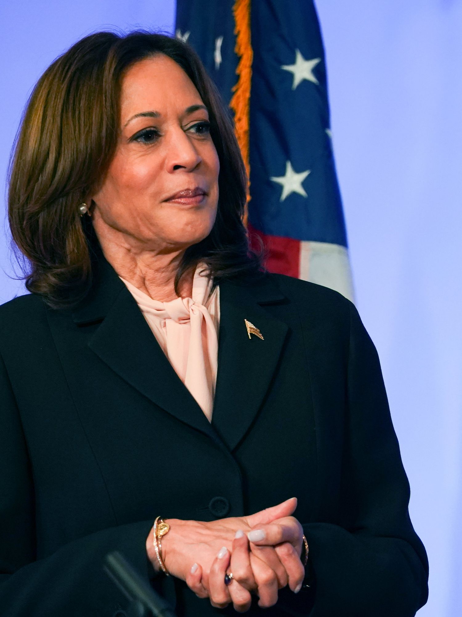 Democratic presidential nominee, U.S. Vice President Kamala Harris attends a campaign event at Divine Faith Ministries International on October 20, 2024 in Jonesboro, Georgia