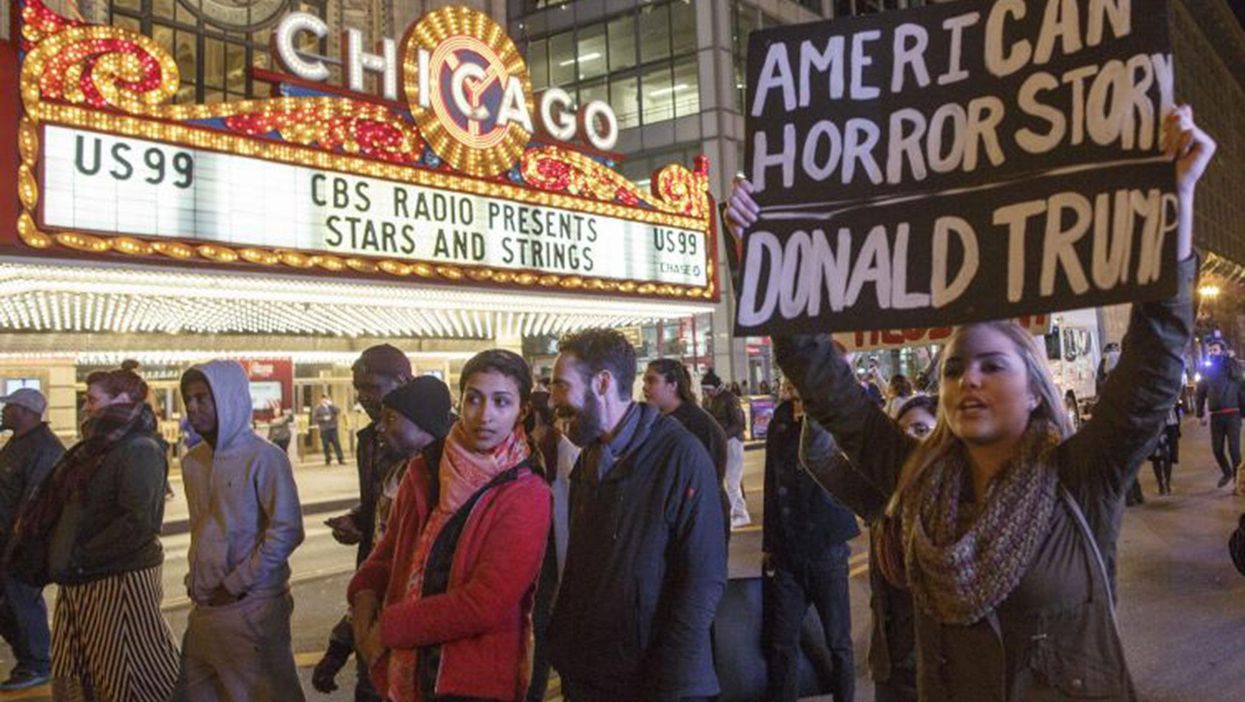 Demonstrators in Chicago, Illinois.