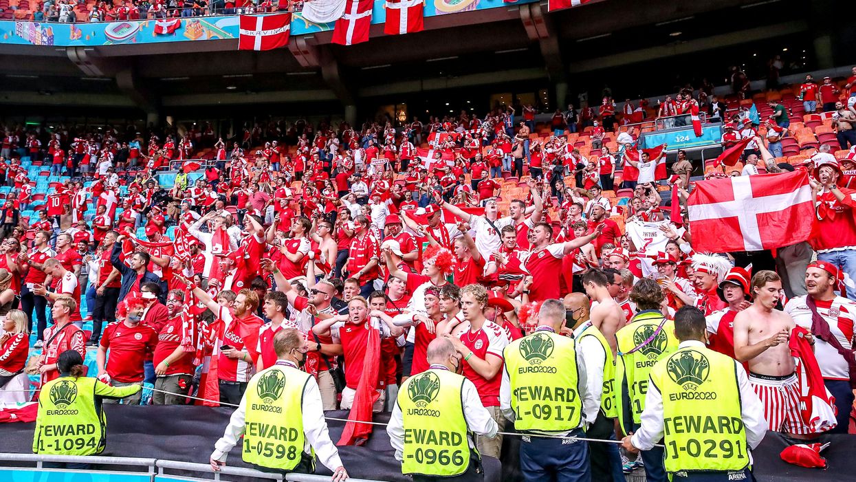 <p>Denmark fans</p>