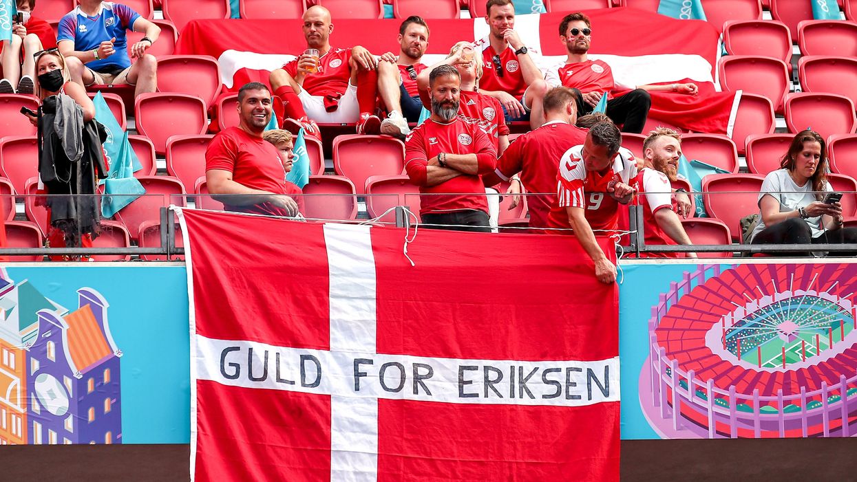 <p>Denmark fans</p>
