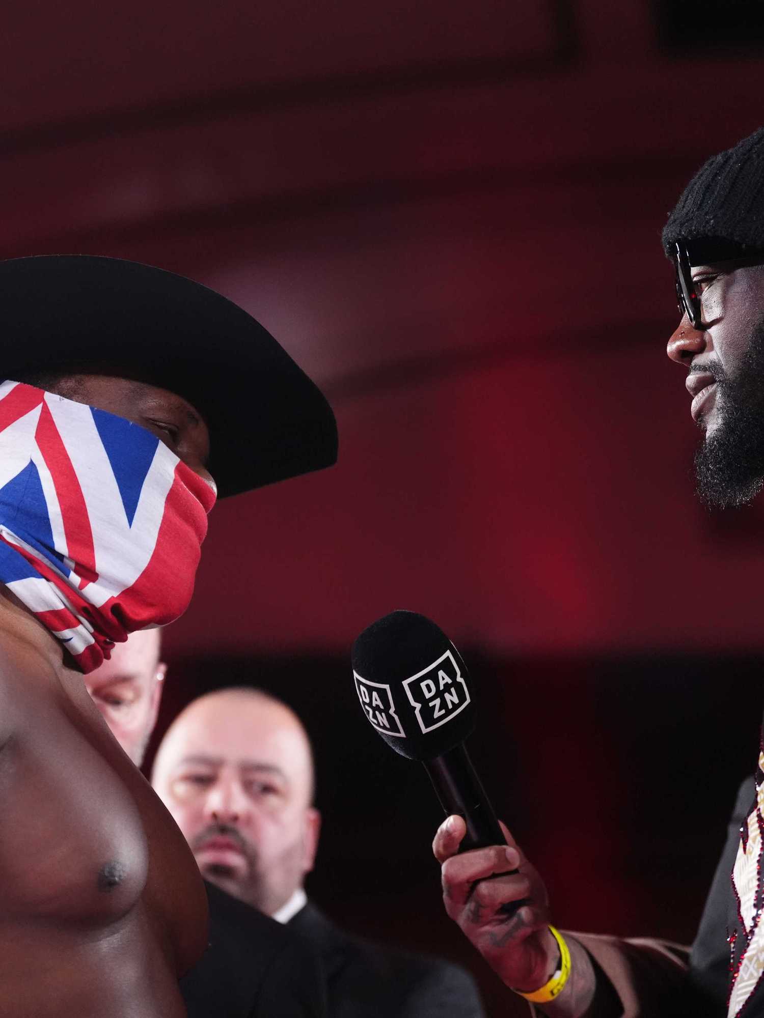 Derek Chisora and Deontay Wilder face off during a weigh in at York Hall, London