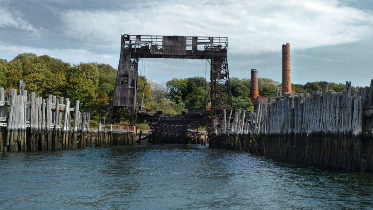 Dock ruins on North Brother Island. Picture: