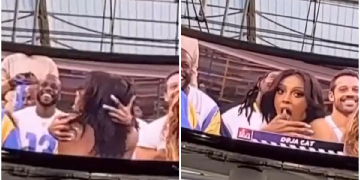 Doja Cat entertains crowd with fake kissing on SoFi's big screens