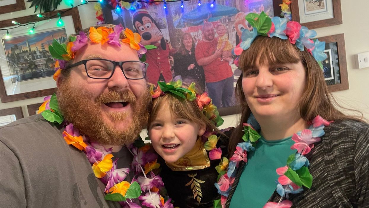 Dom Hodgson and family on a make-believe holiday