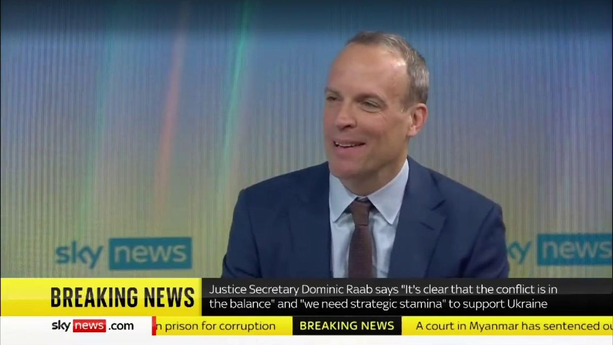Dominic Raab grinning while discussing solutions to the cost of living crisis is truly bizarre