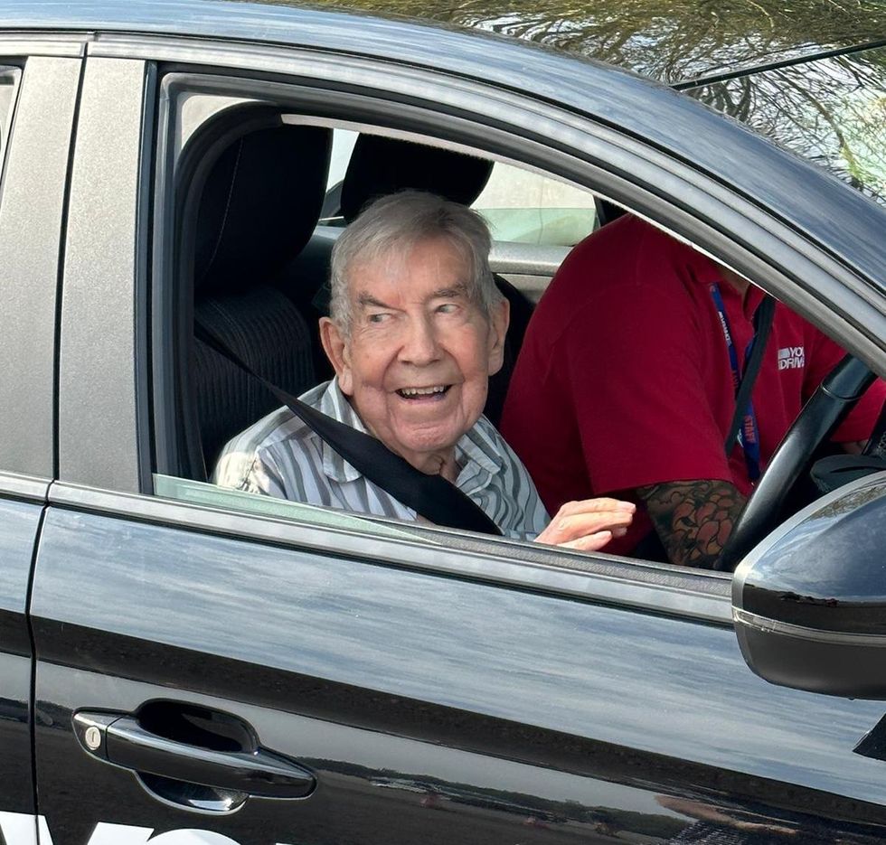 Care home resident becomes driving school’s oldest ever pupil at 98