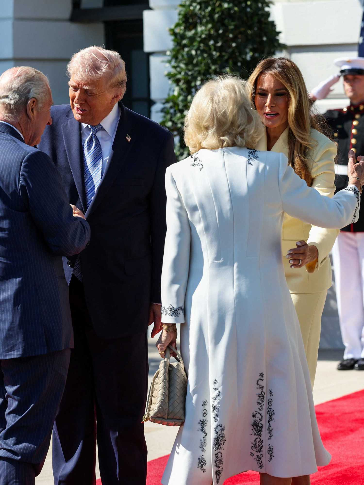 Donald and Melania Trump greet King Charles and Queen Camilla at the White House