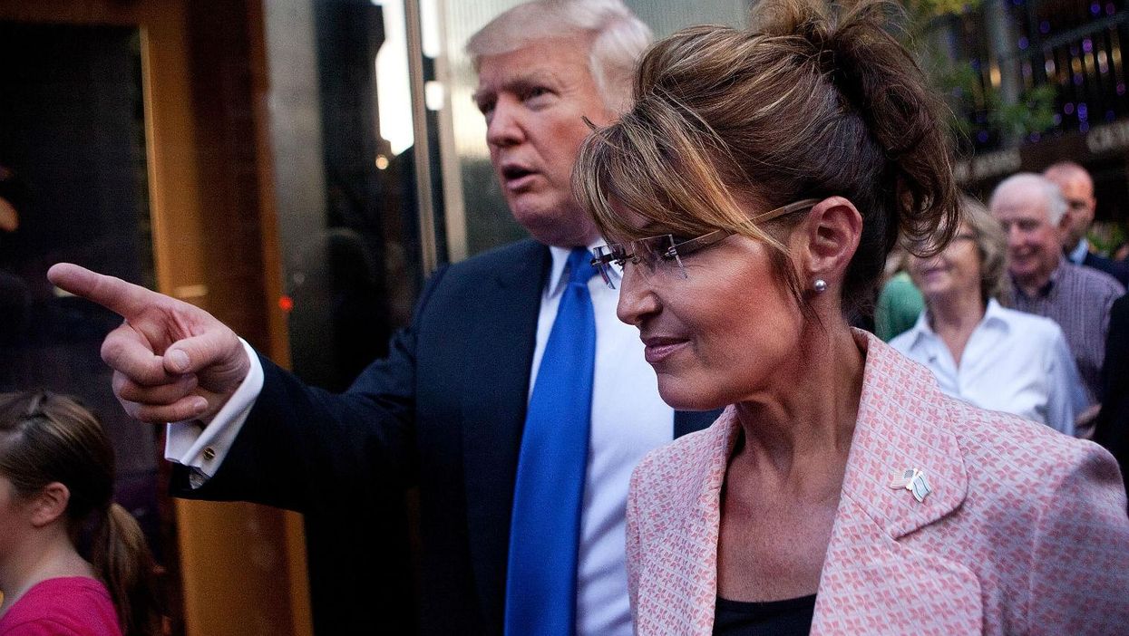 Donald Trump and Sarah Palin at a restaurant in New York in 2011