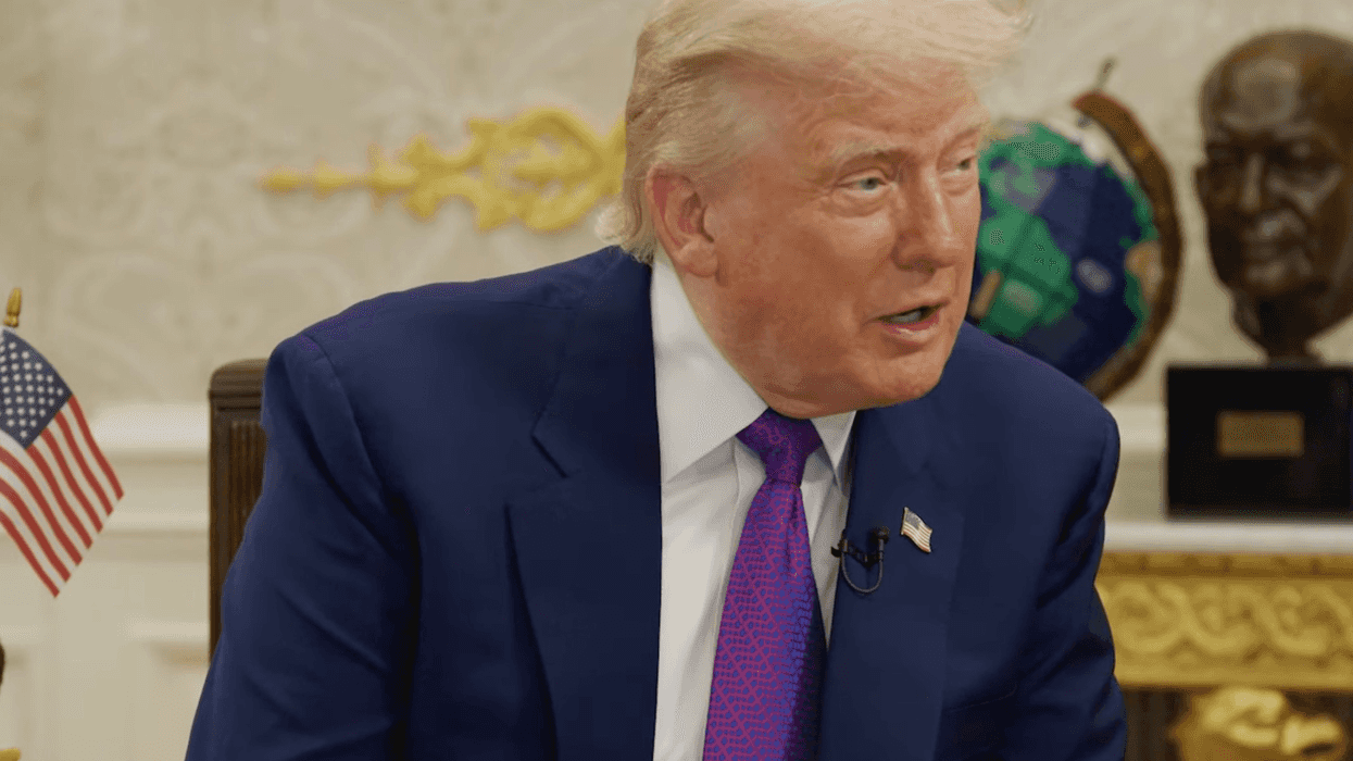 Donald Trump gives a podcast interview in the Oval Office.